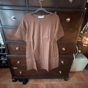 Brown Short Sleeve Dress